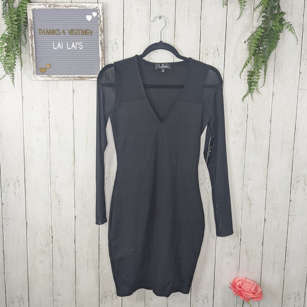 Parisian Nights Black Mesh Long Sleeve Bodycon